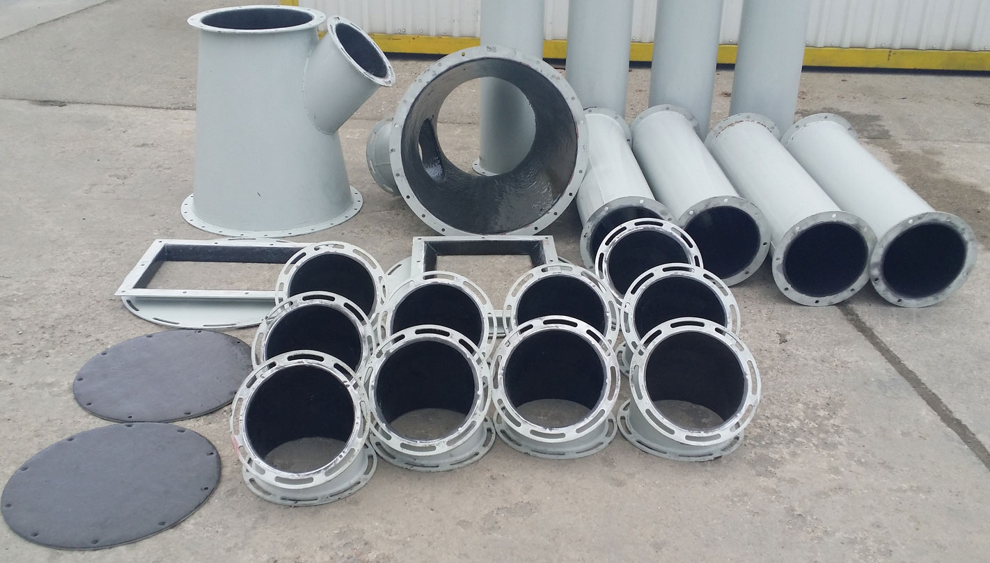 Pipes, elbows and splitters with L-PUR coating